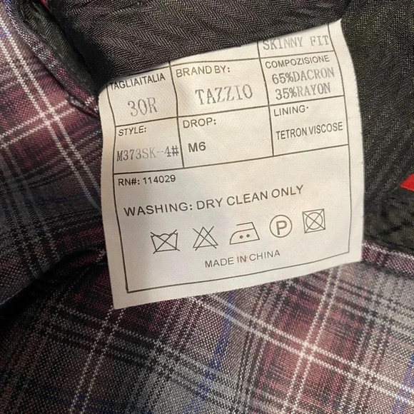 Men’s Bespoke Tazzio Skinny Fit Plaid Two Piece Suit - Picture 15 of 16